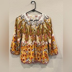 Fig and Flower floral damask womens top size small